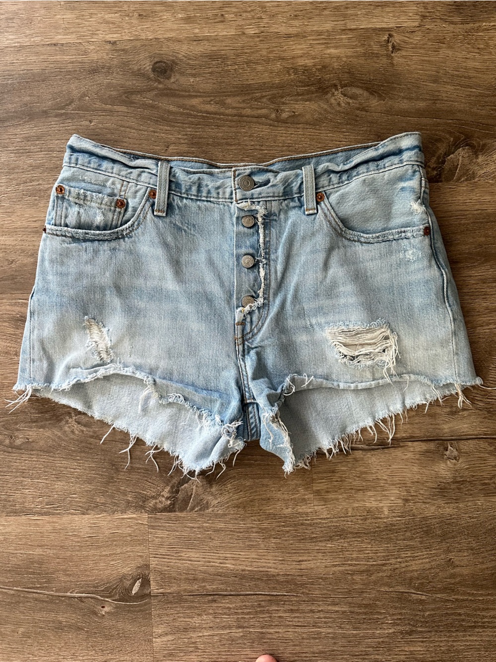 Levi's Light Blue Distressed Cutoff Denim Shorts